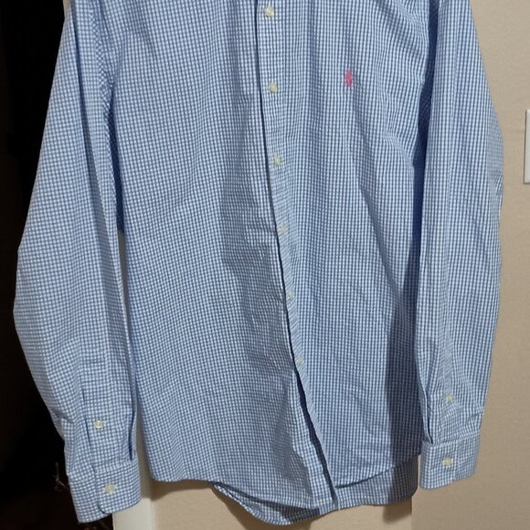 Ralph Lauren Men's Long Sleeve Button Down Shirt Size Large Blue/White Checked - Picture 2 of 10